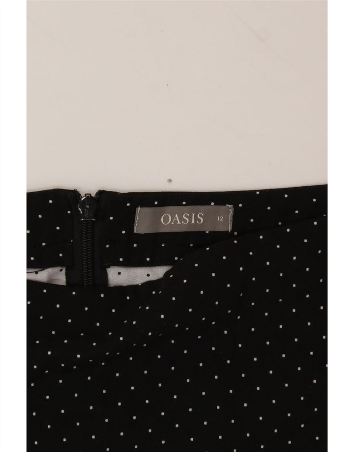 OASIS Womens A-Line Skirt UK 12 Medium W30  Black Spotted Polyester Vintage Oasis and Second-Hand Oasis from Messina Hembry 