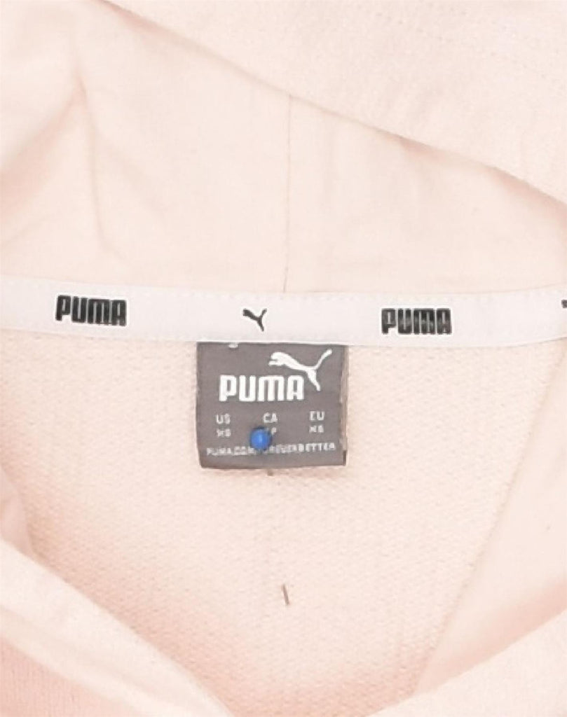 PUMA Womens Oversized Crop Hoodie Jumper UK 6 XS Pink Cotton | Vintage Puma | Thrift | Second-Hand Puma | Used Clothing | Messina Hembry 