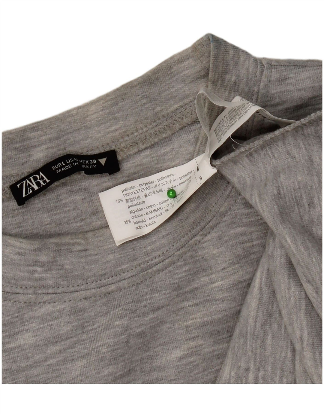 Zara Womens T-Shirt Top UK 16 Large Grey Flecked Polyester