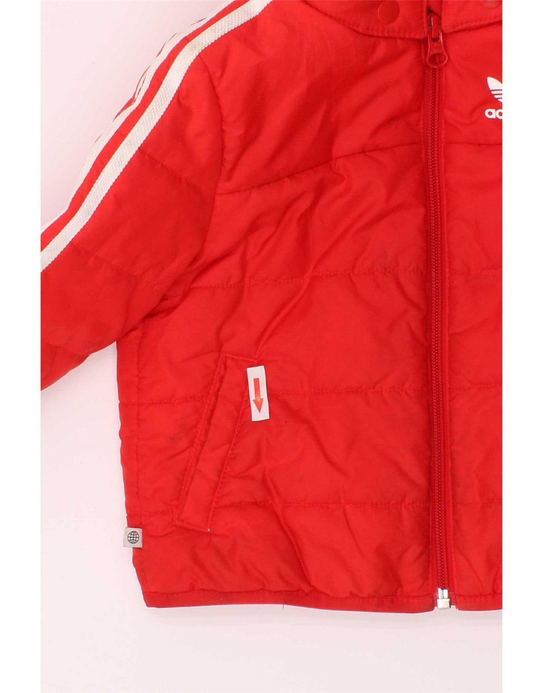 Adidas Baby Boys Hooded Padded Jacket 9-12 Months Red Polyester