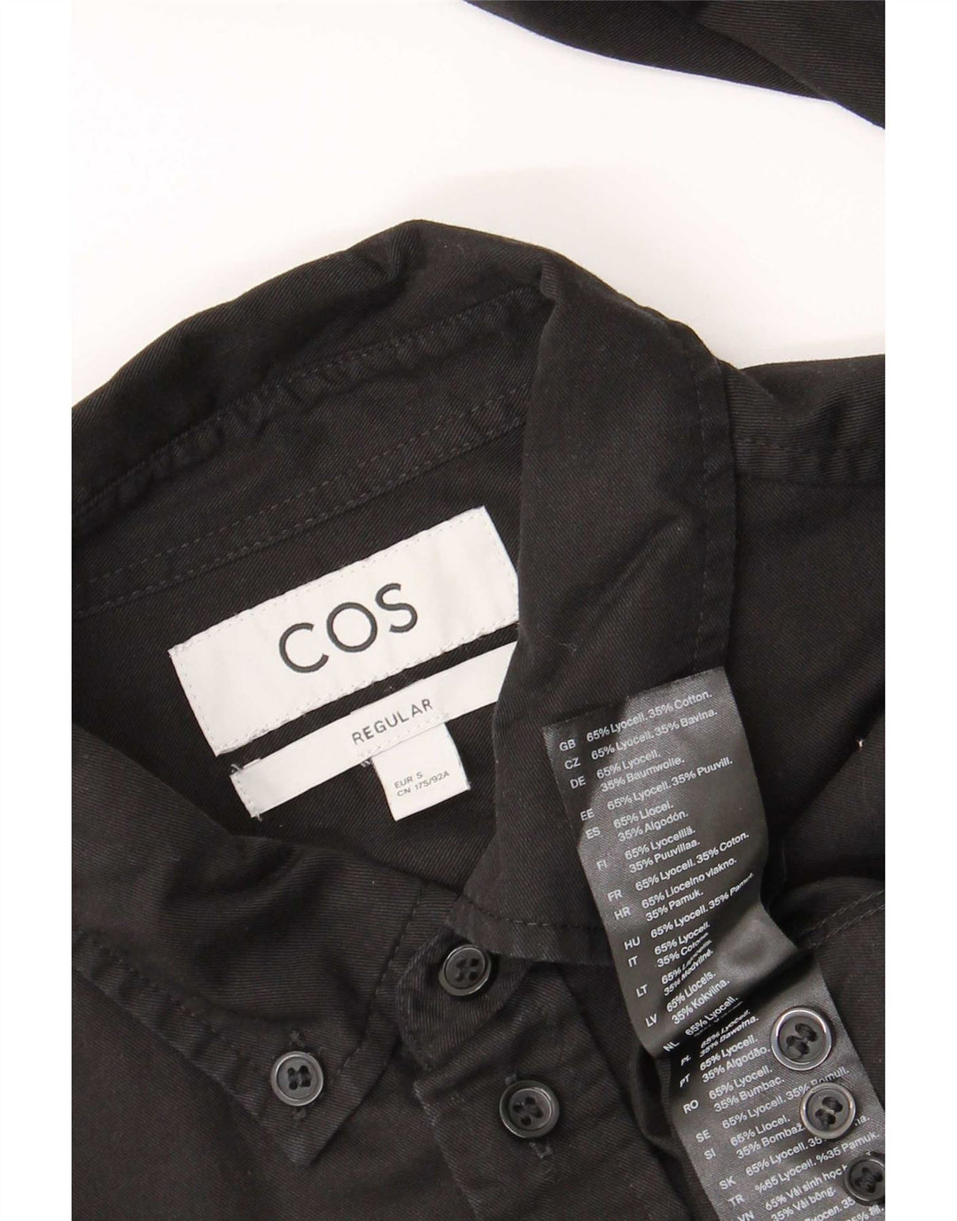 Cos Mens Regular Fit Shirt Small Black Lyocell