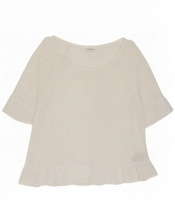 Velvet Womens Blouse Top UK 14 Medium White Viscose