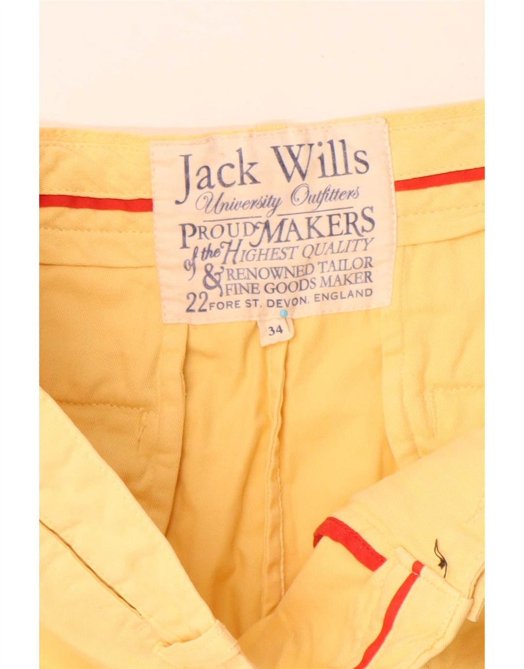 Jack Wills Mens Chino Shorts W34 Large Yellow Cotton