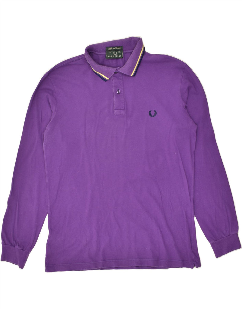 FRED PERRY Mens Light and Stretch Long Sleeve Polo Shirt Medium Purple | Vintage Fred Perry | Thrift | Second-Hand Fred Perry | Used Clothing | Messina Hembry 