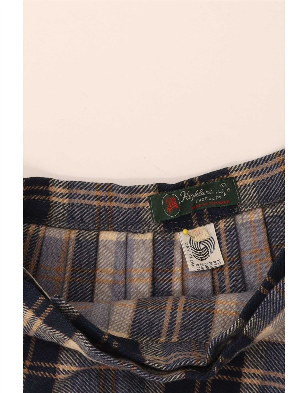 Highland Womens Wrap Skirt EU 38 Medium W28  Navy Blue Plaid Wool