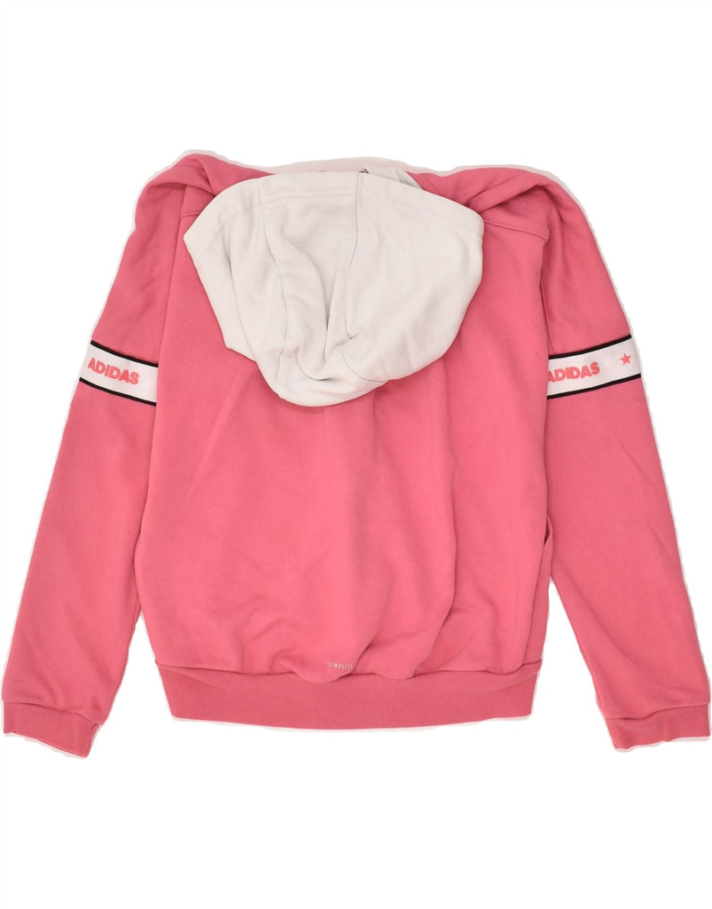 ADIDAS Girls Graphic Zip Hoodie Sweater 9-10 Years Pink Colourblock Cotton | Vintage Adidas | Thrift | Second-Hand Adidas | Used Clothing | Messina Hembry 