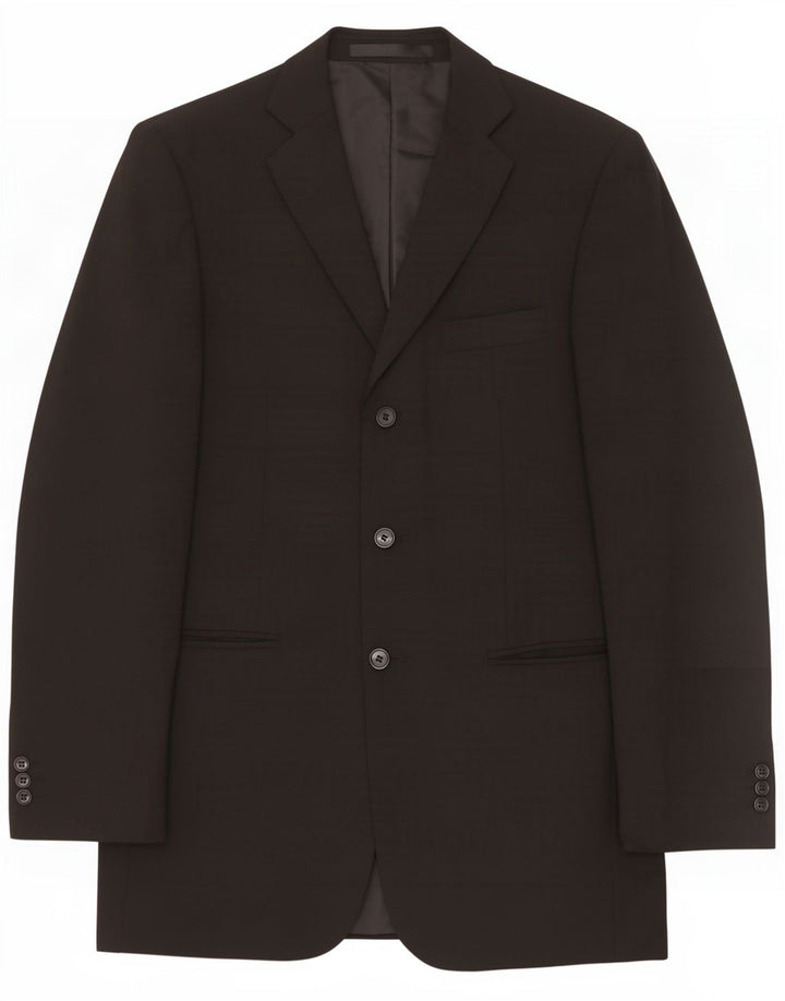 Marks & Spencer Mens 3 Button Blazer Jacket UK 38 Medium Black Polyester