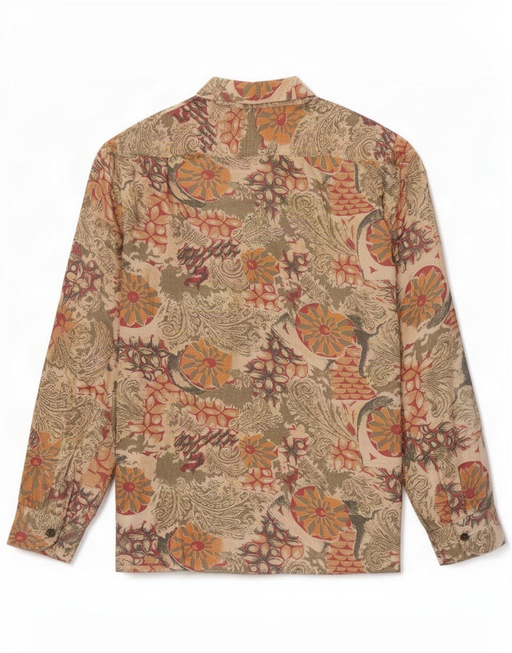 Vintage Mens Shirt Small Beige Floral