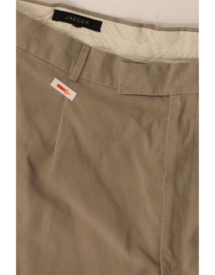 JAEGER Mens Straight Chino Trousers W36 L30 Khaki Lyocell