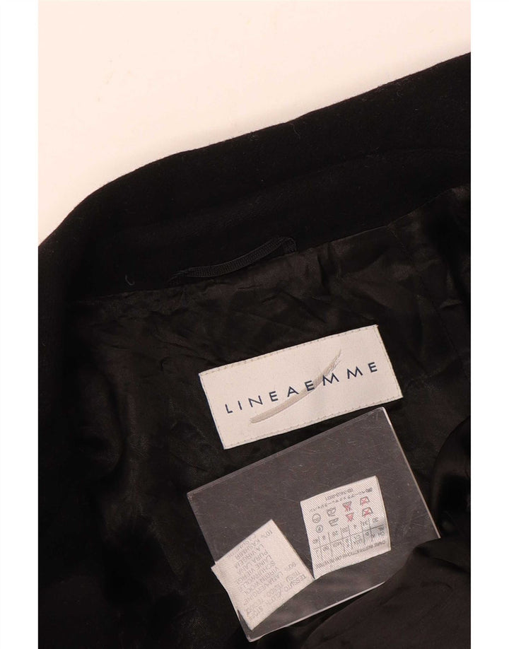 Lineaemme Womens Double Breasted Coat UK 8 Small Black Wool