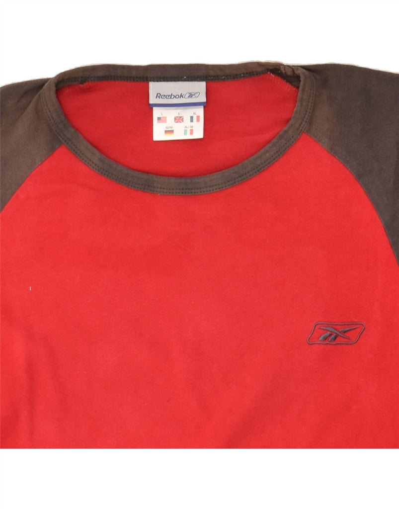 REEBOK Mens T-Shirt Top Large Red Colourblock Cotton Vintage Reebok and Second-Hand Reebok from Messina Hembry 