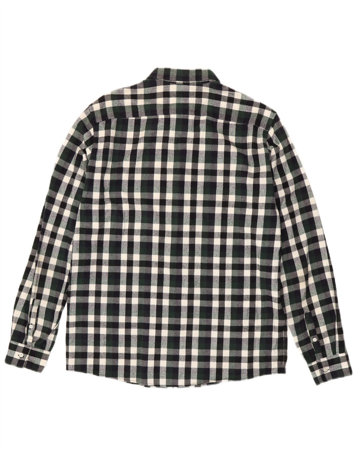 Cos Mens Flannel Shirt Medium Green Check Cotton