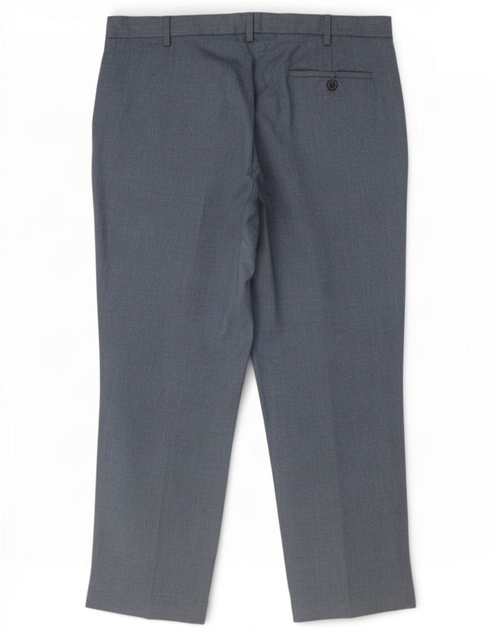 Marks & Spencer Mens Regular Chino Trousers W36 L29 Navy Blue Polyester
