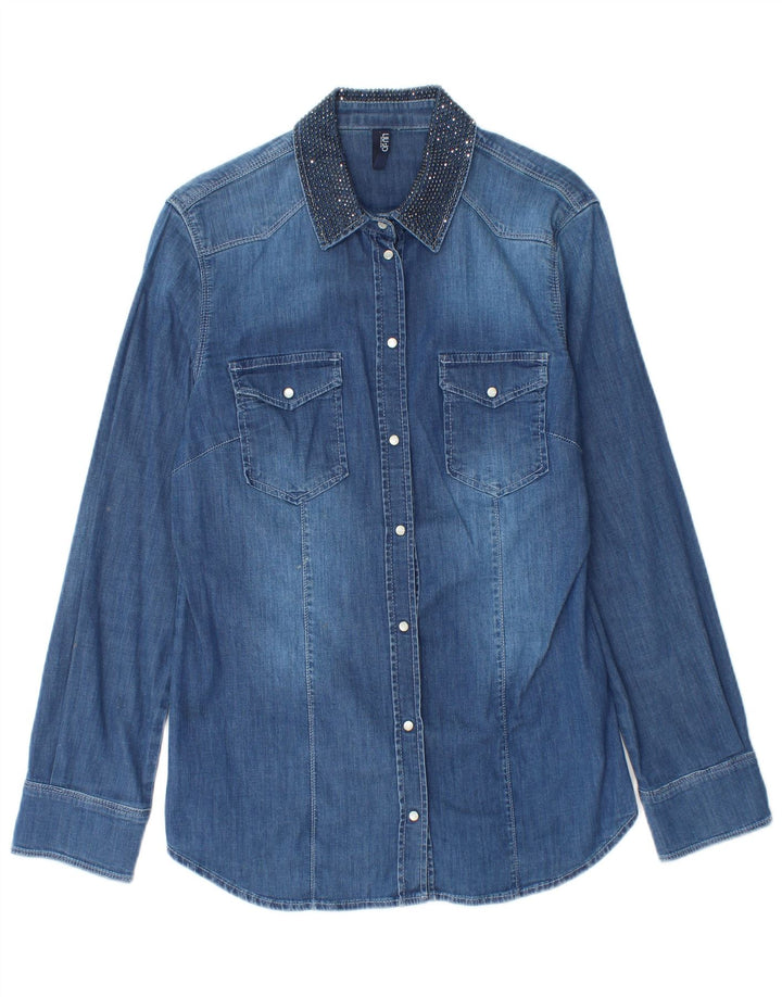 Liu Jo Womens Denim Shirt IT 46 Large Blue Cotton