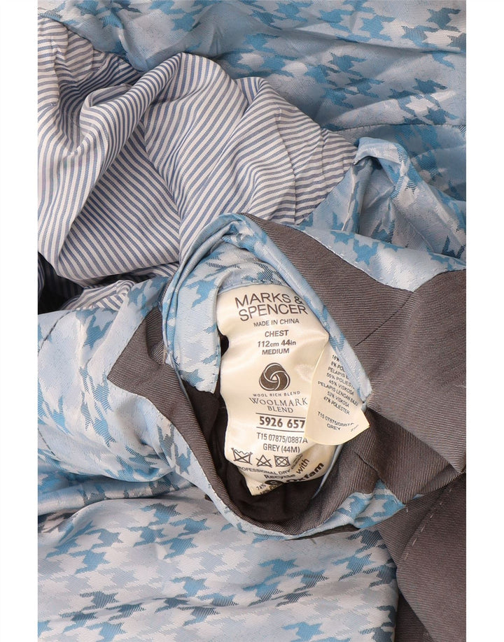 Marks & Spencer Mens 2 Button Blazer Jacket UK 38 Medium Grey Wool