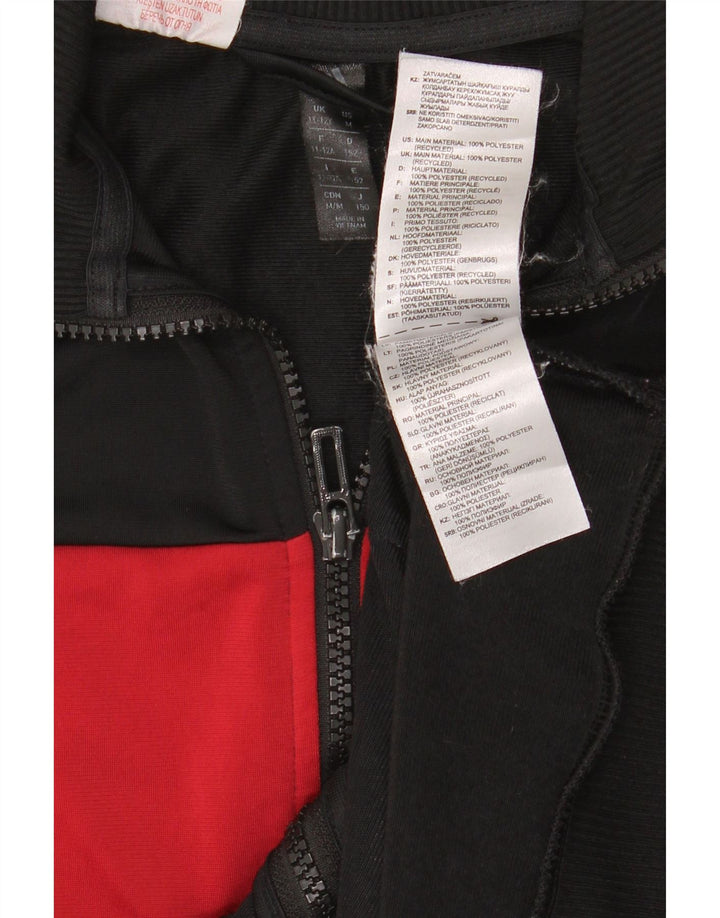 ADIDAS Boys Tracksuit Top Jacket 11-12 Years Black Colourblock Polyester