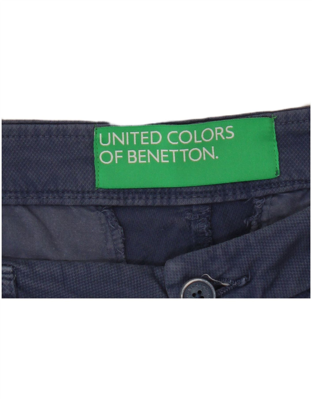 Benetton Womens Straight Cropped Trousers W33 L25 Blue