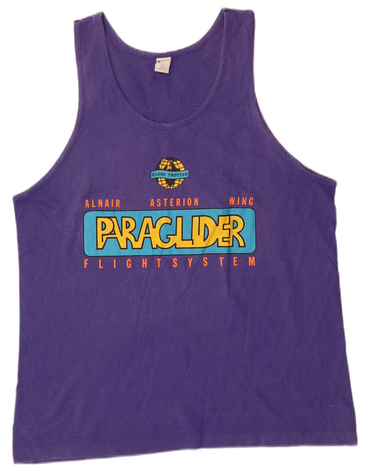 Champion Mens Graphic Vest Top Large Purple Cotton