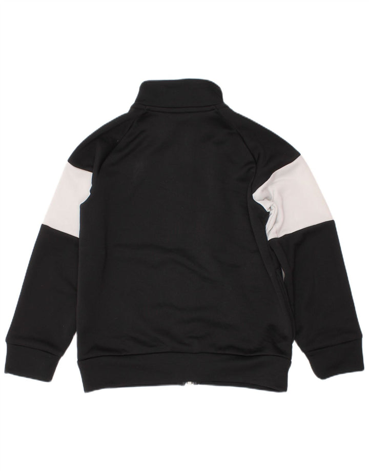 ADIDAS Boys Graphic Tracksuit Top Jacket 4-5 Years Black Colourblock