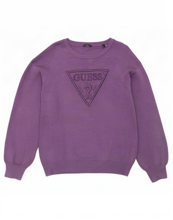 Guess Girls Graphic Boat Neck Jumper Sweater 15-16 Years Purple Viscose