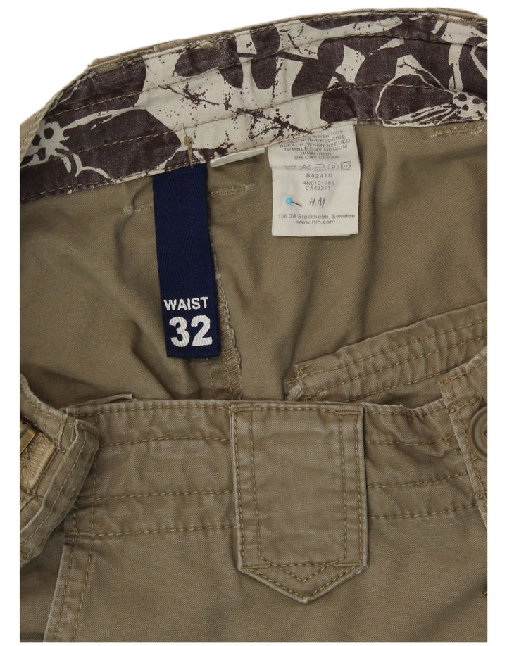 H&M Mens Cargo Shorts W32 Medium Khaki