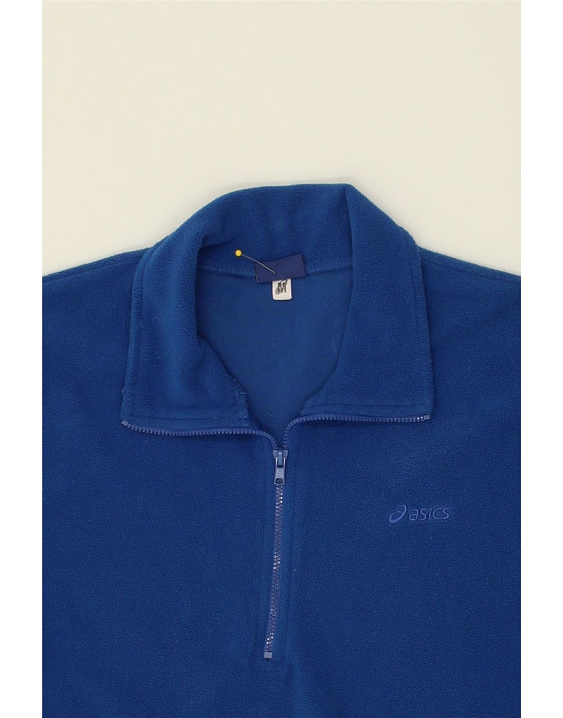 ASICS Mens Zip Neck Fleece Jumper Medium Blue Polyester | Vintage Asics | Thrift | Second-Hand Asics | Used Clothing | Messina Hembry 