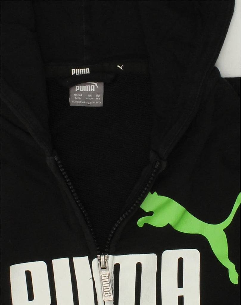 PUMA Boys Graphic Zip Hoodie Sweater 11-12 Years Black | Vintage Puma | Thrift | Second-Hand Puma | Used Clothing | Messina Hembry 