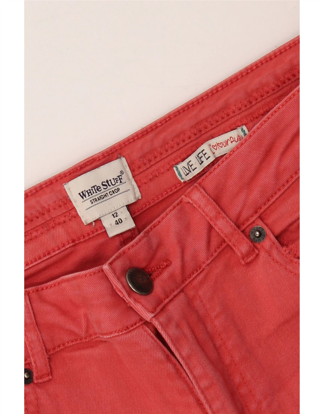 WHITE STUFF Womens Straight Cropped Jeans UK 12 Medium W31 L24 Red Cotton Vintage White Stuff and Second-Hand White Stuff from Messina Hembry 