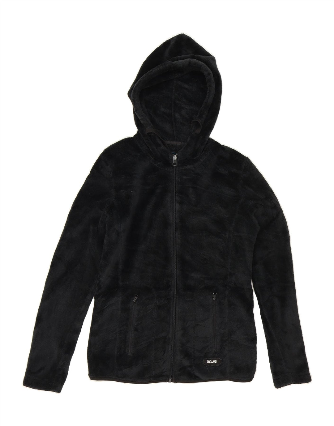 BRUGI Womens Hooded Fleece Jacket UK 10 Small Black Polyester Vintage Brugi and Second-Hand Brugi from Messina Hembry 