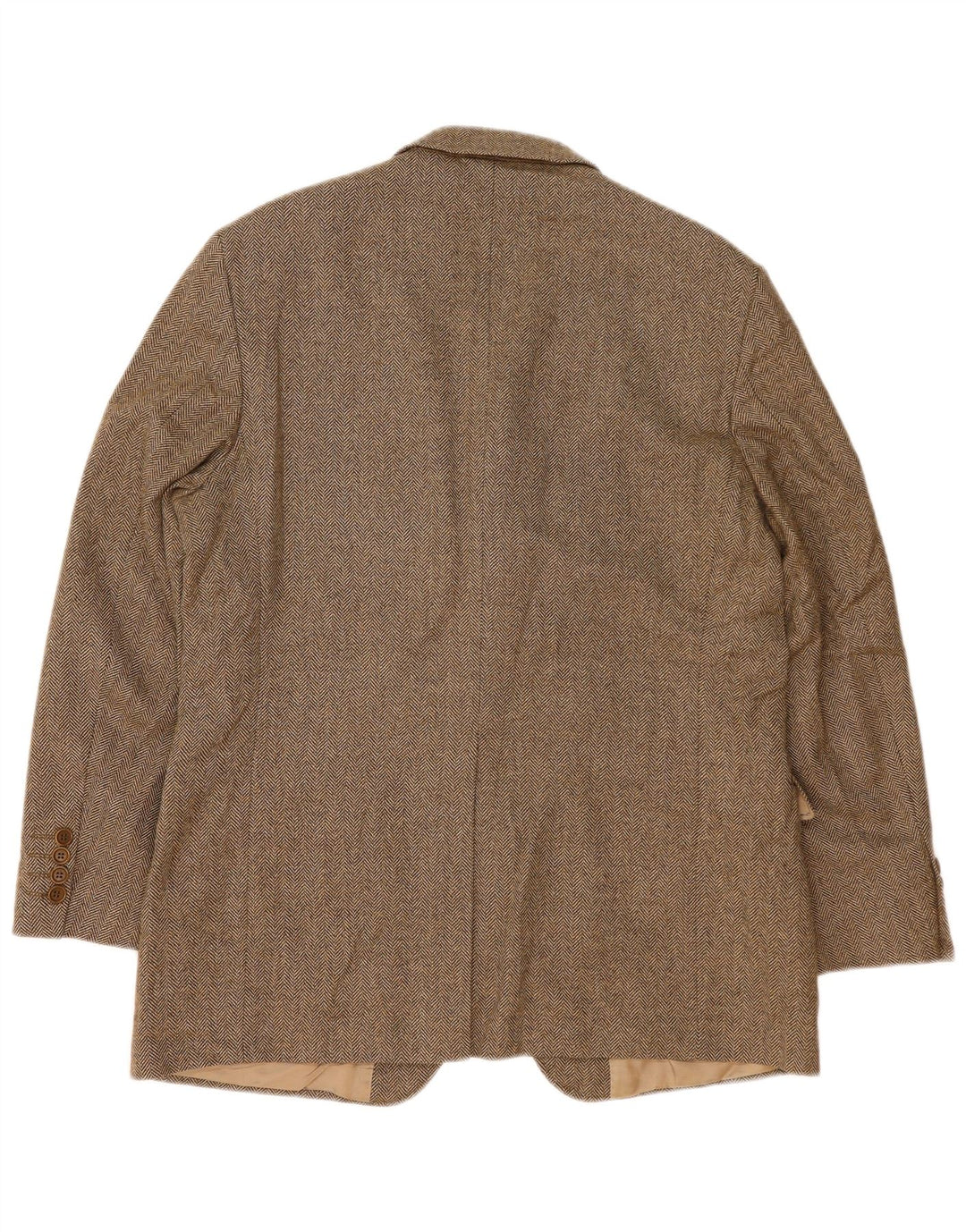 Marks & Spencer Mens 3 Button Blazer Jacket UK 42 Large Brown Herringbone