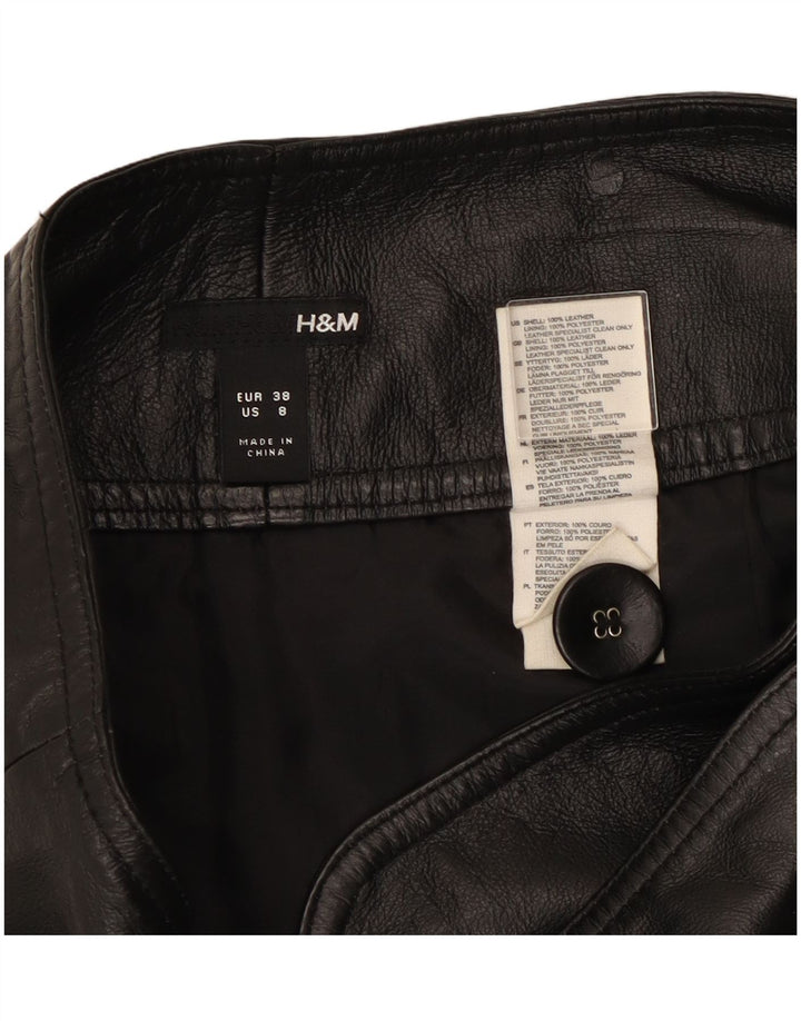 H&M Womens Leather Skirt US 8 Medium W30  Black Leather