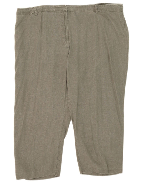 Marks & Spencer Womens High Waist Capri Trousers UK 22 3XL W43 L21 Khaki