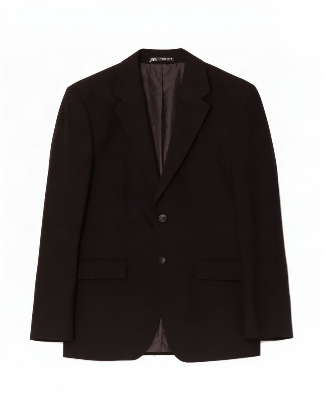 Zara Mens 2 Button Blazer Jacket EU 48 Medium Black Viscose