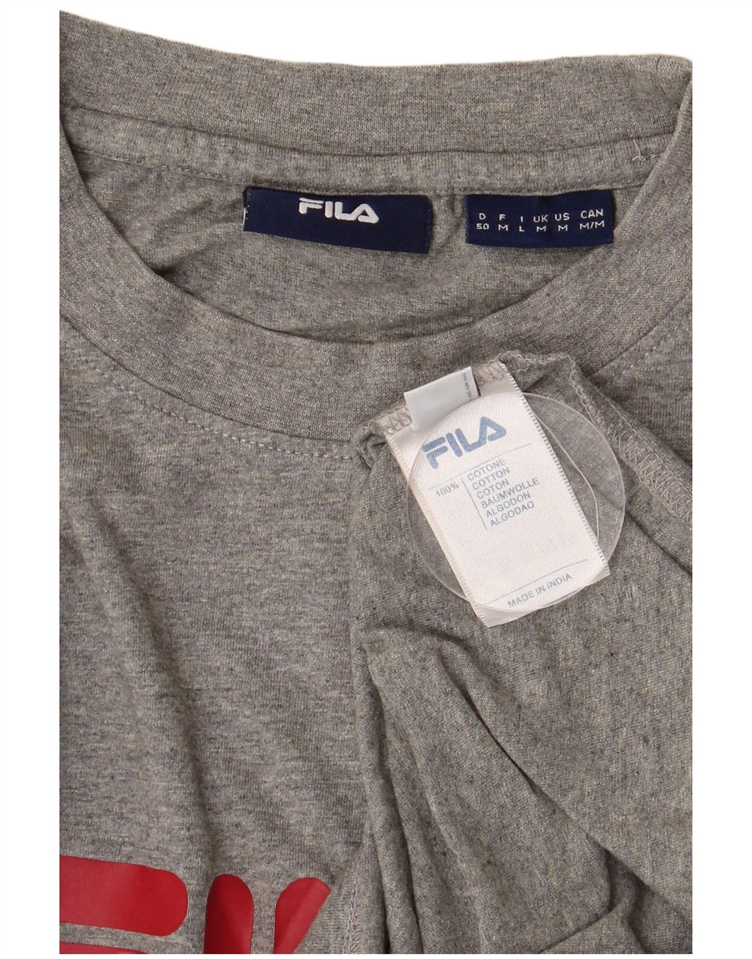Fila Mens Graphic Top Long Sleeve Medium Grey Cotton