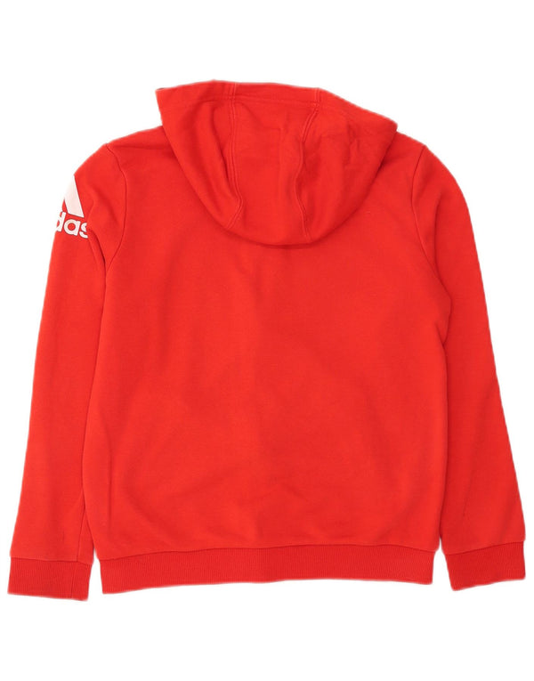 Adidas Girls Graphic Zip Hoodie Sweater 11-12 Years Red Cotton