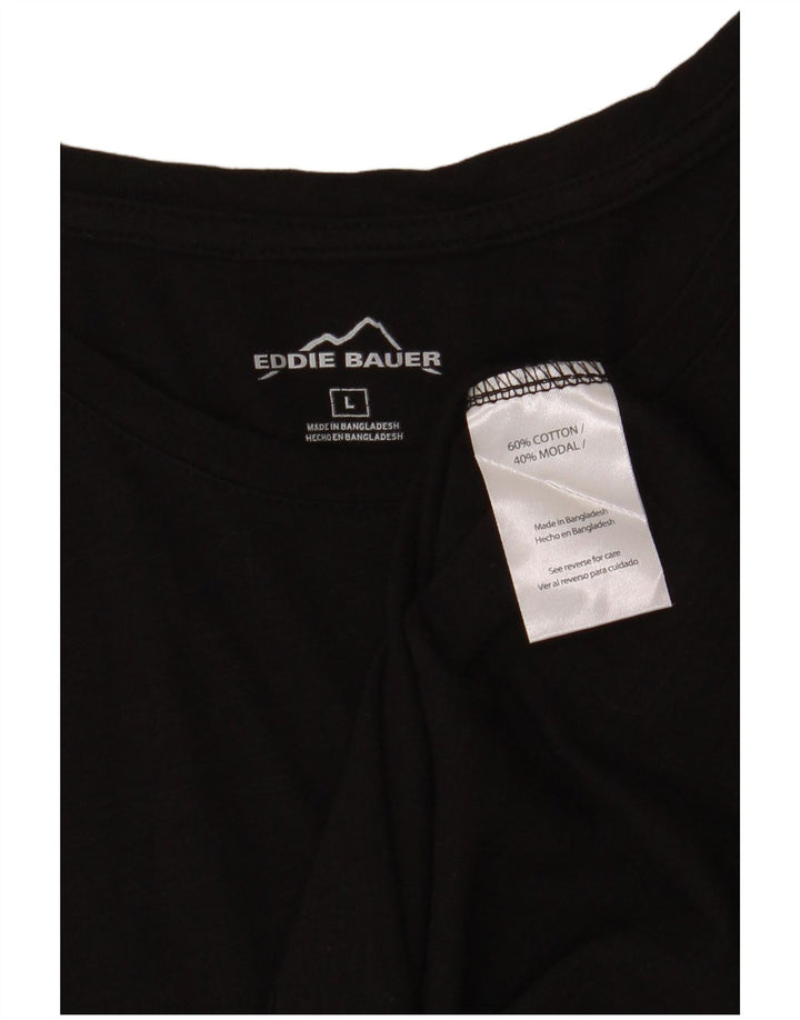 Eddie Bauer Womens T-Shirt Top UK 14 Large Black Cotton