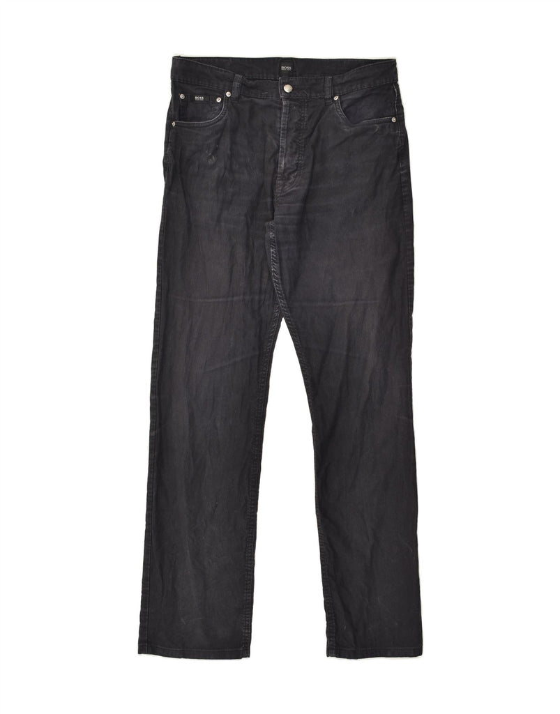 HUGO BOSS Mens Scout Straight Corduroy Trousers W35 L33 Black Cotton | Vintage Hugo Boss | Thrift | Second-Hand Hugo Boss | Used Clothing | Messina Hembry 