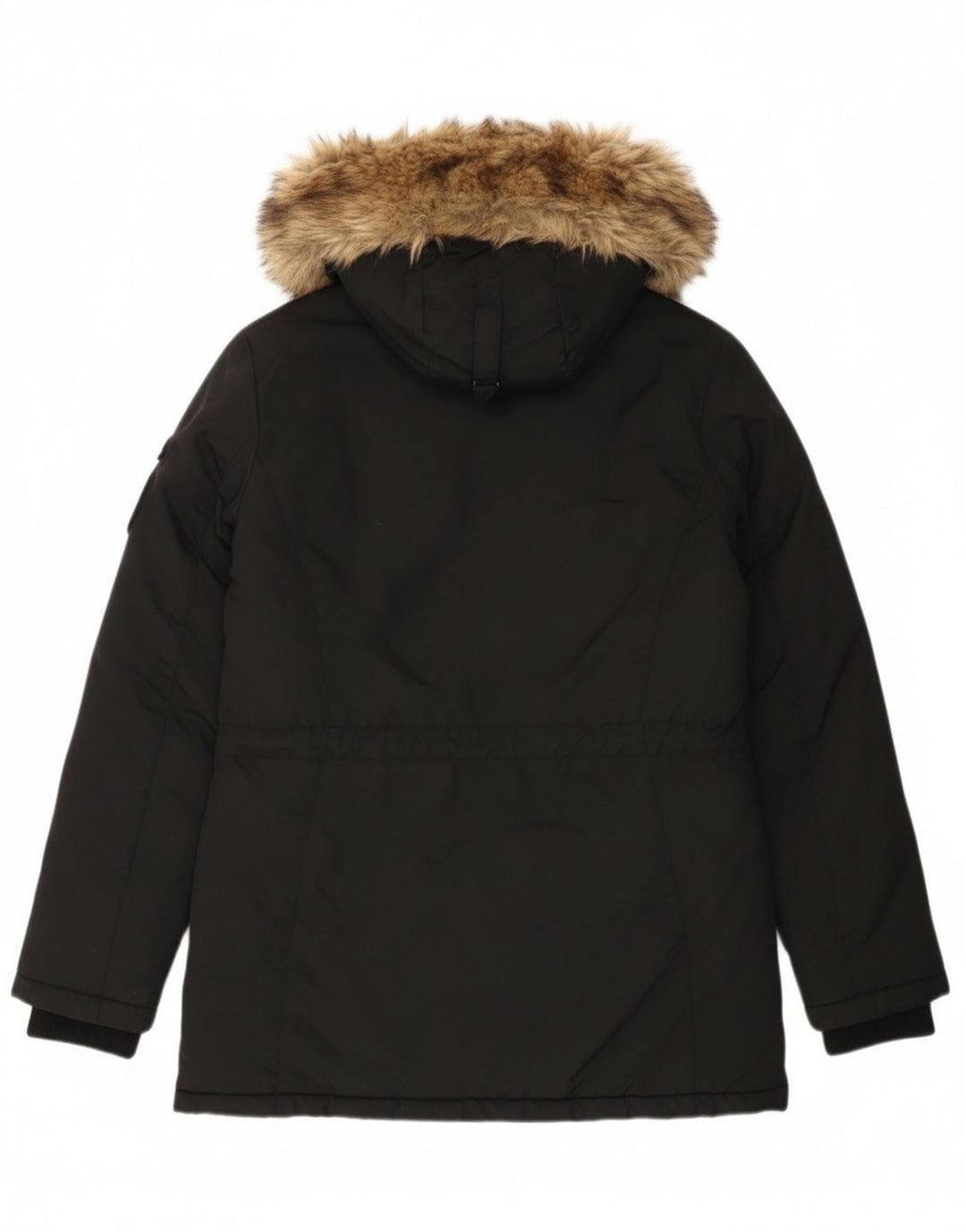 Superdry Womens Hooded Parka Jacket UK 12 Medium Black Nylon