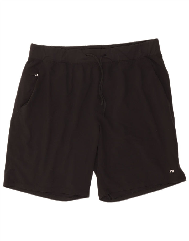 RUSSELL ATHLETIC Mens Dri-Power Sport Shorts Large  Black Polyester