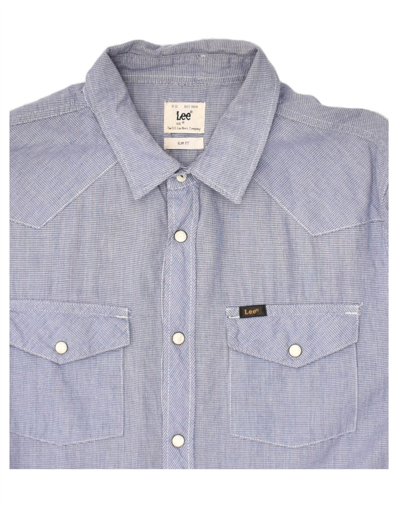 LEE Mens Slim Fit Shirt Medium Blue Check Cotton | Vintage Lee | Thrift | Second-Hand Lee | Used Clothing | Messina Hembry 