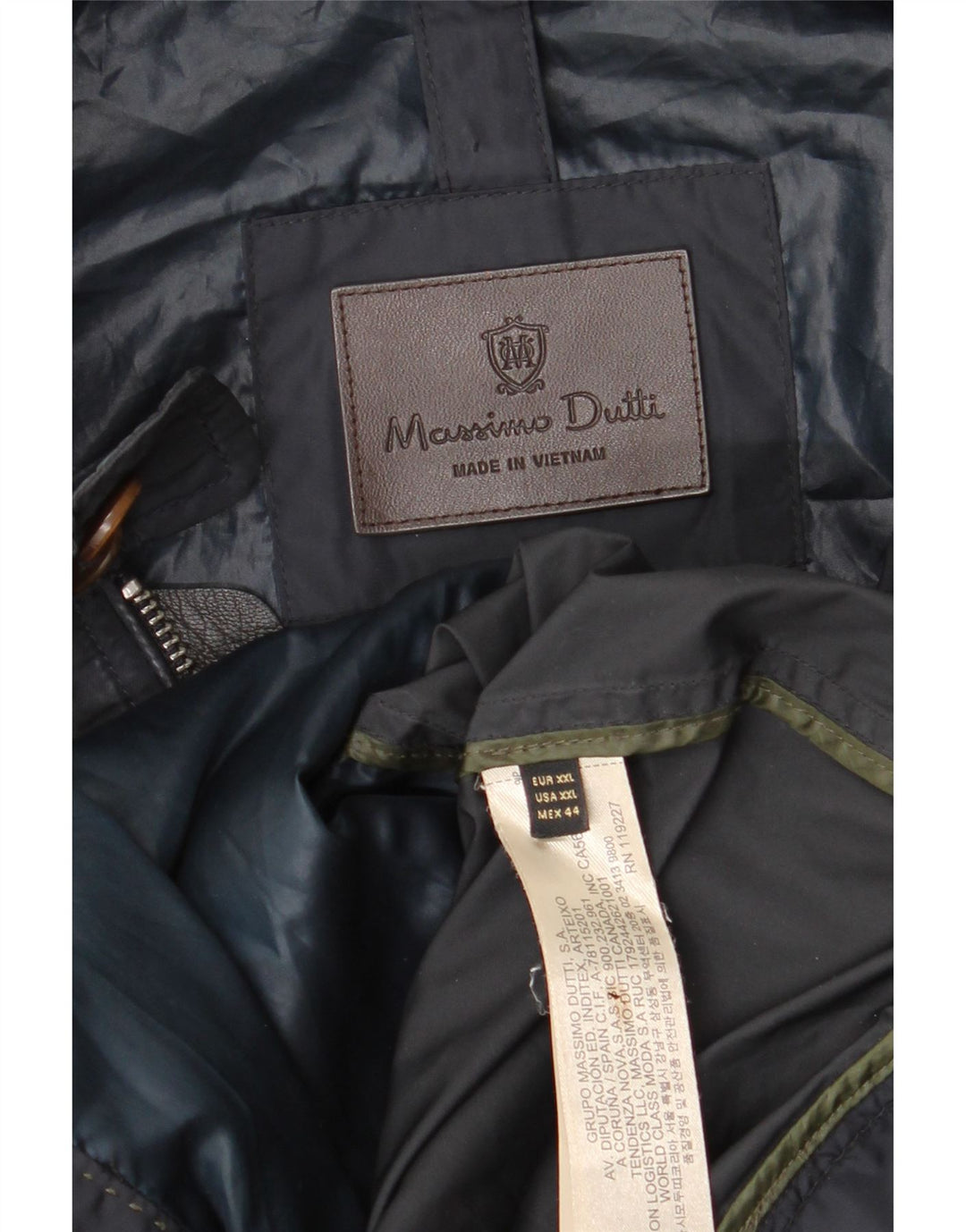 Massimo Dutti Mens Bomber Jacket UK 44 2XL Navy Blue Polyester