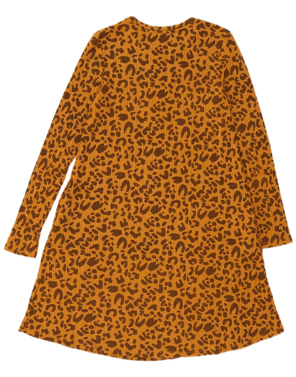Marks & Spencer Womens A-Line Dress UK 10 Small Brown Animal Print