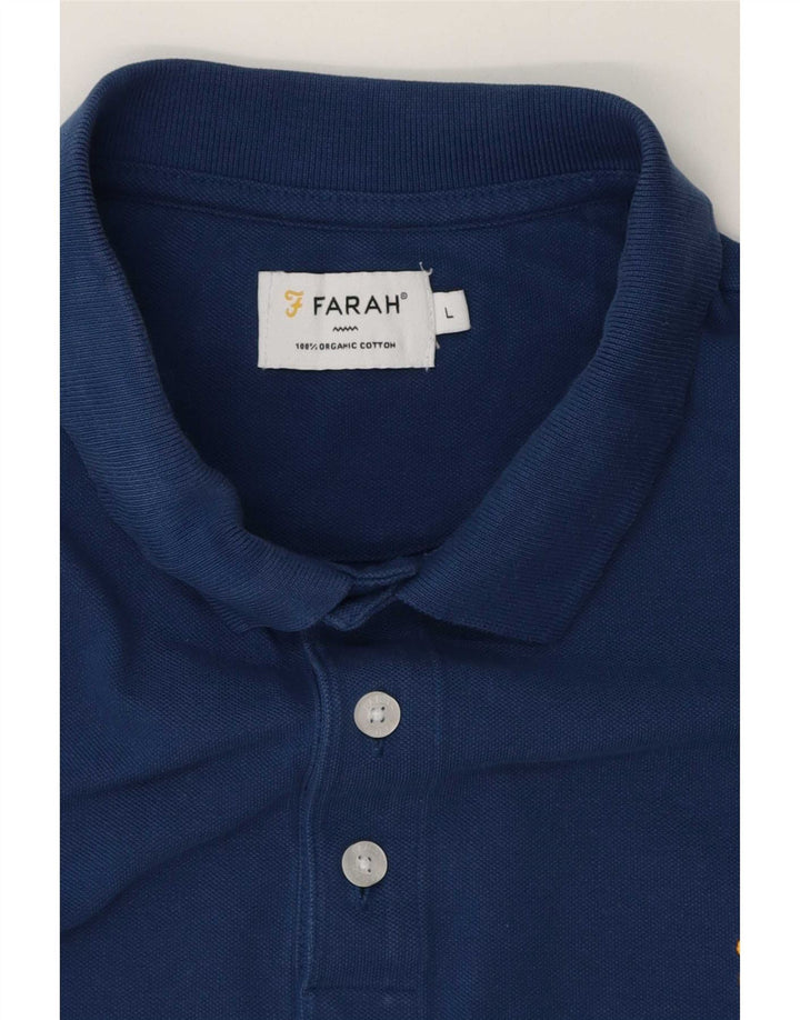 Farah Mens Polo Shirt Large Navy Blue Cotton