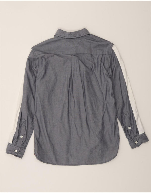 TOMMY HILFIGER Boys Graphic Shirt 12-13 Years Large Grey Colourblock
