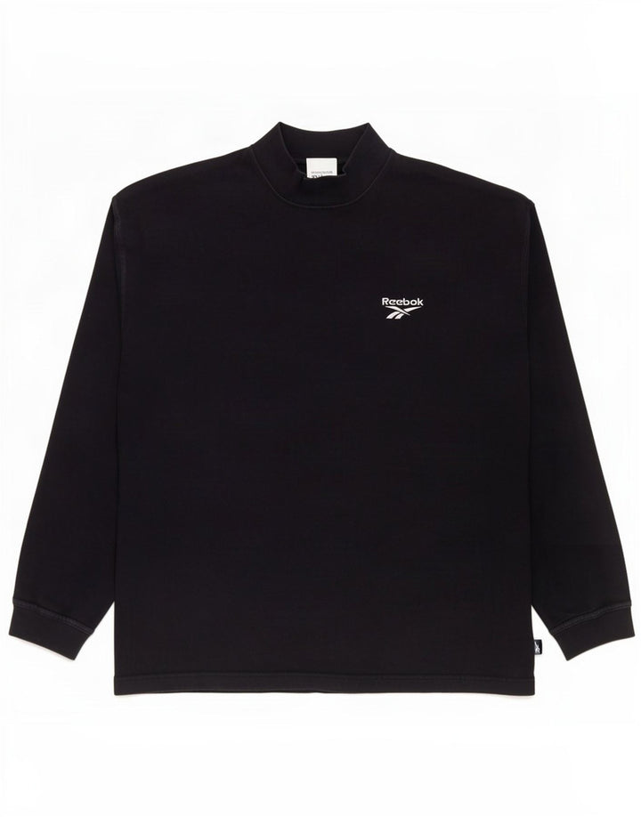 Reebok Mens Top Long Sleeve Small Black Cotton
