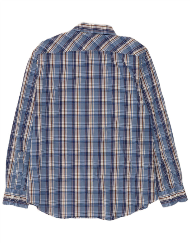 Carrera Mens Regular Fit Shirt Large Blue Check Cotton