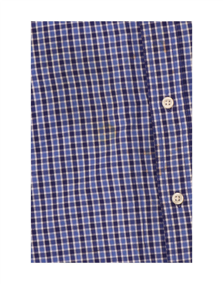 Chaps Mens Easy Care Shirt 2XL Blue Gingham Cotton