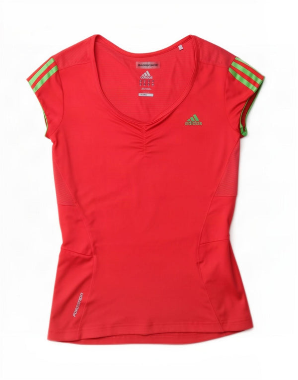 Adidas Womens Climalite T-Shirt Top UK 10 Small Red Polyester