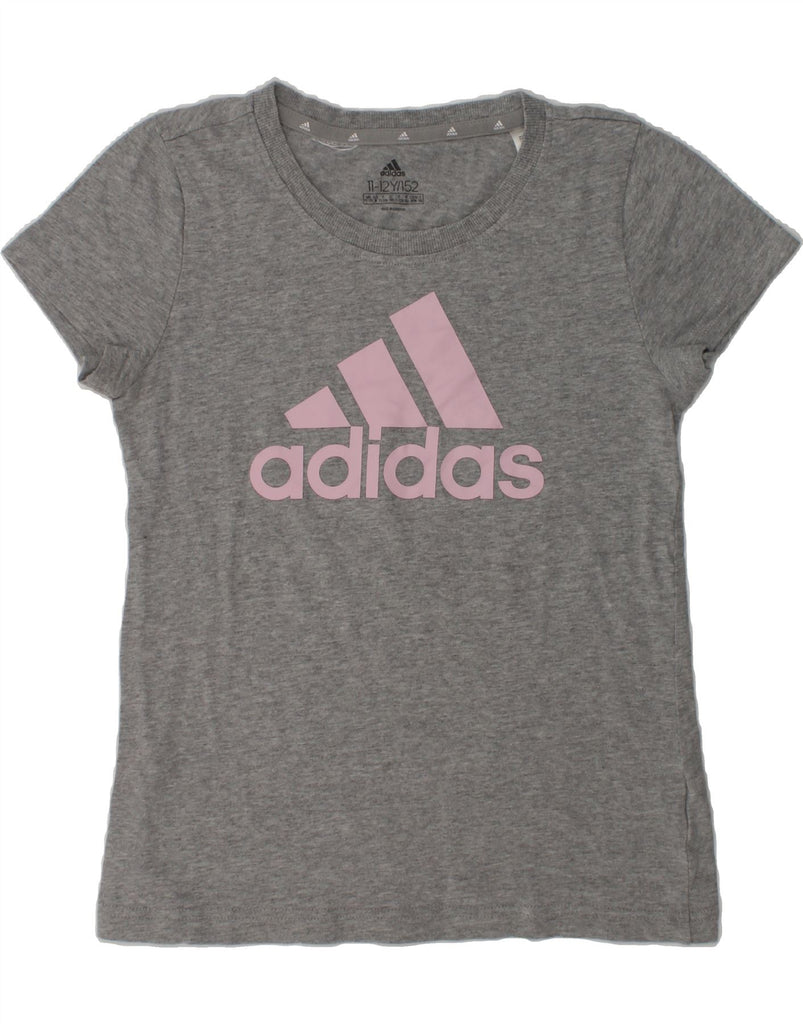 ADIDAS Girls Graphic T-Shirt Top 11-12 Years Grey | Vintage Adidas | Thrift | Second-Hand Adidas | Used Clothing | Messina Hembry 