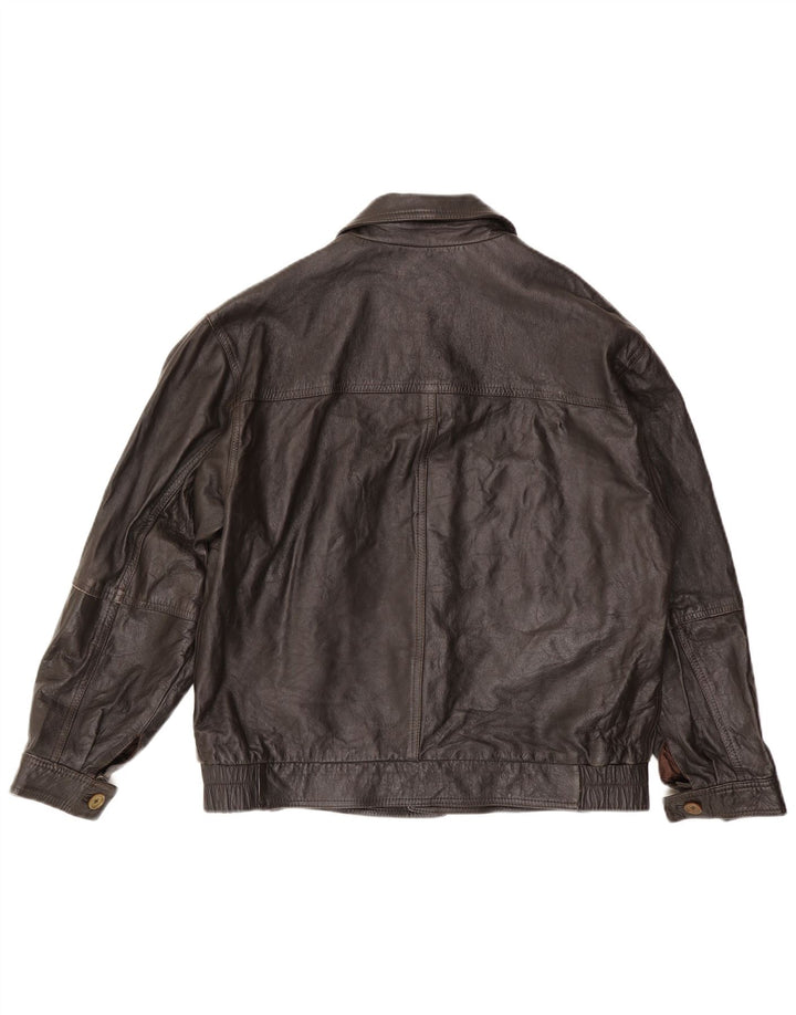 Mays Mens Leather Jacket IT 52 XL Brown Leather